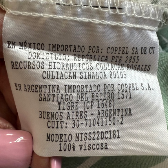 Lady Sun Mint Green Palm Leaf Print Wide Leg Front Tie Pull On Pants Size 36(14) - Picture 7 of 8